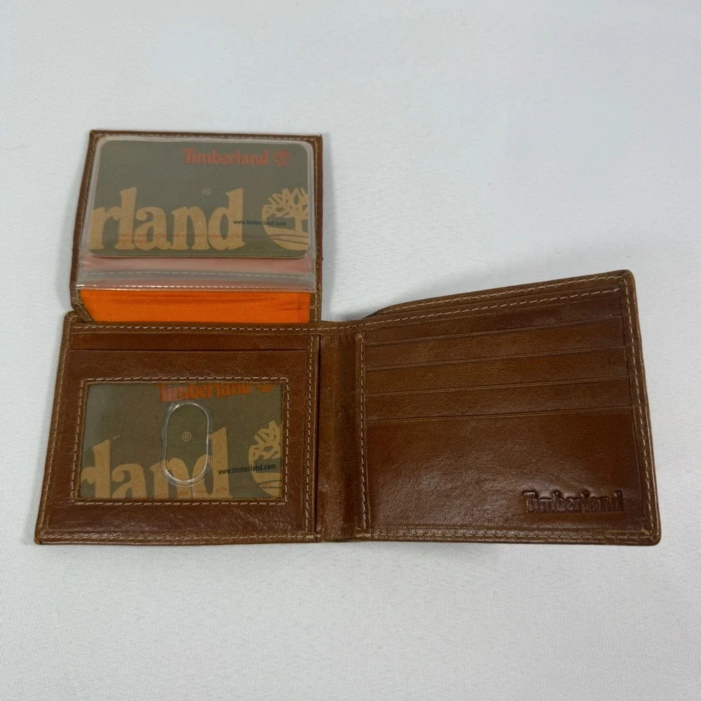 Timberland Mens Bifold Brown Leather Pull Up Passcase Wallet